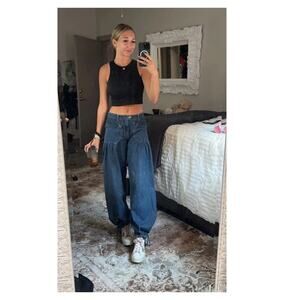 Free People Lotus Tie Hem Barrel Leg Jeans Size 25